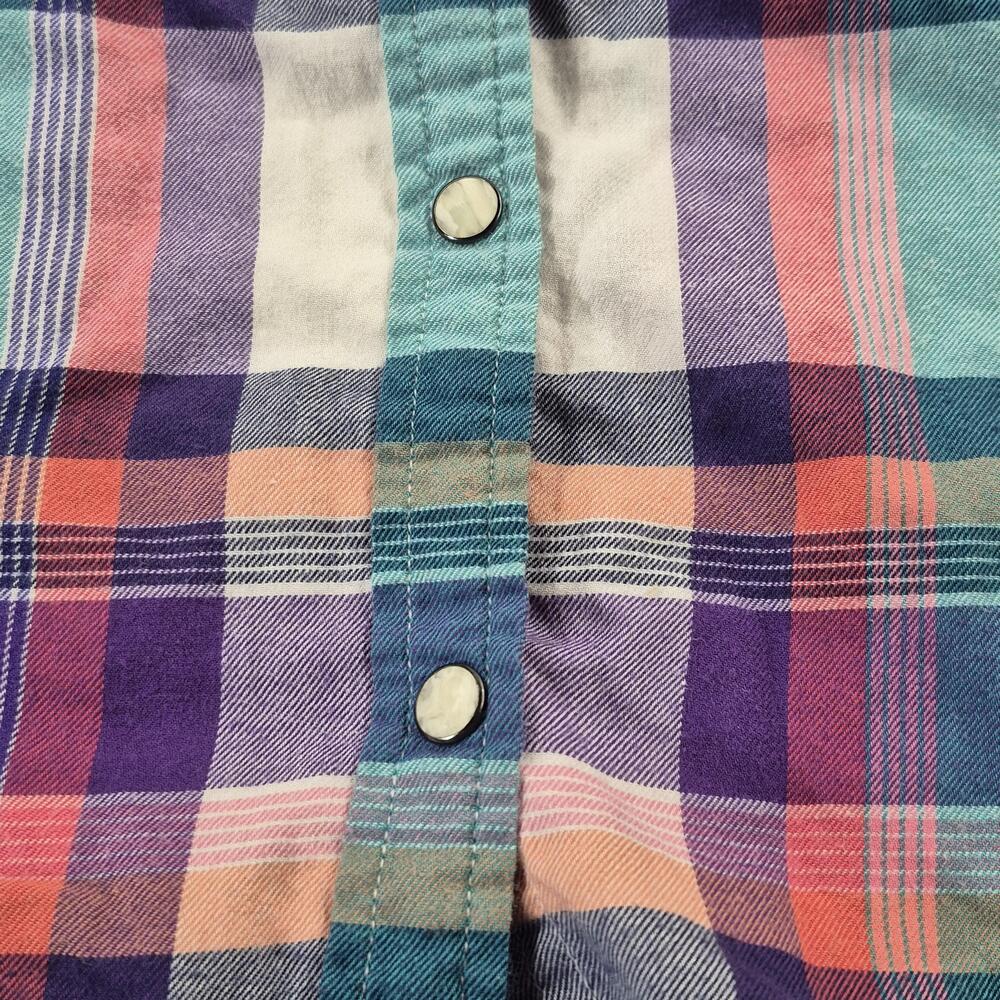 American Eagle Outfitters Shirt Womens Medium Plaid Snap Front Long Sleeve - Picture 2 of 10